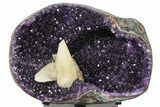 Amethyst Geode with Calcite Crystals on Metal Stand - Uruguay #171892-1